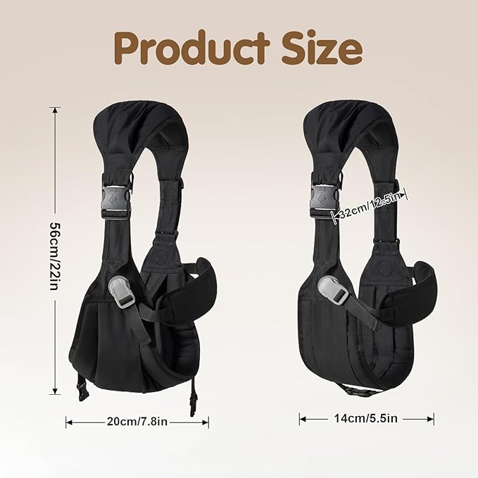Baby Sling Carrier,Toddler Carrier, 2025 New Baby Sling with Waist Harness,Portable and Lightweight Sling,Non-Slip Hip Seat Carrying 25-60lbs(Black)-CubbioJoy