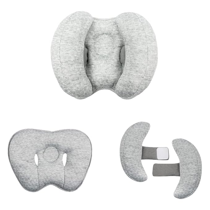 2 in 1 Baby Support Pillow, Adjustable Banana Shape Baby Neck Head Travel Pillow Stroller Insert Cushion for Kids, Toddler, Gray-CubbioJoy