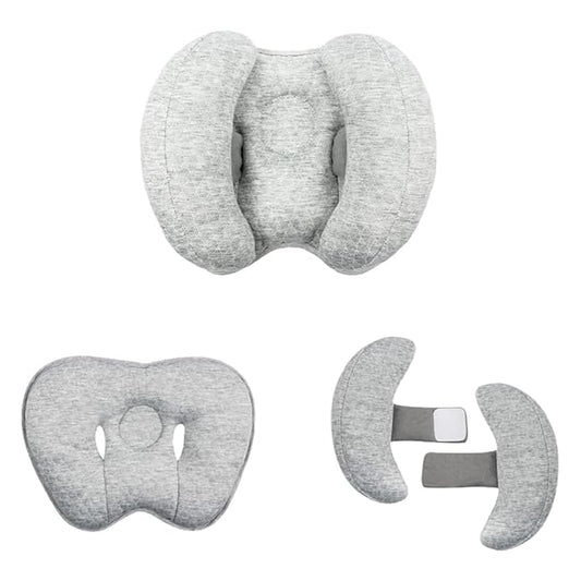 2 in 1 Baby Support Pillow, Adjustable Banana Shape Baby Neck Head Travel Pillow Stroller Insert Cushion for Kids, Toddler, Gray-CubbioJoy
