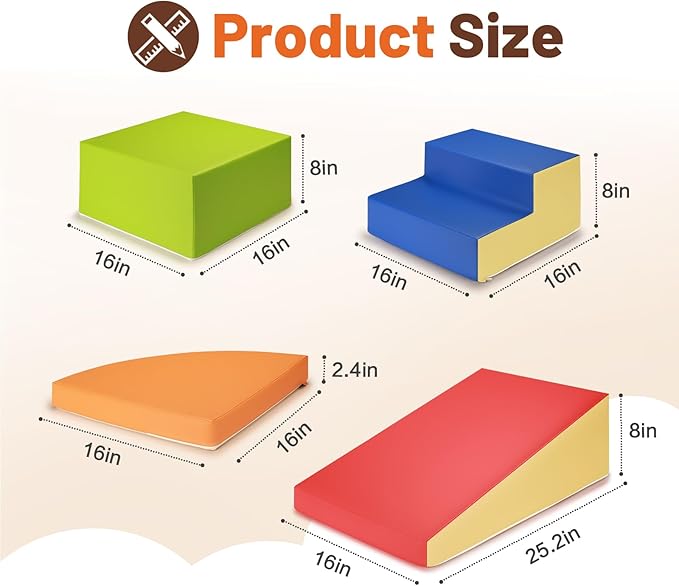 6-Piece Soft PU Leather Toddlers Climbing Toys, Baby Foam Climbing Blocks for Toddlers, Foam Play Gym Climber Structures for Toddler 3, Indoor Climb and Crawl Activity Play Set-CubbioJoy