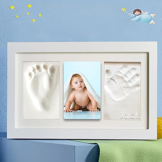Baby Clay Hand and Footprint Kit, Newborn Keepsake Frame, Personalized Baby Gifts for New Mom Nursery Decor, Baby First Christmas Gifts for Girls Boys Baby Shower Gifts-CubbioJoy
