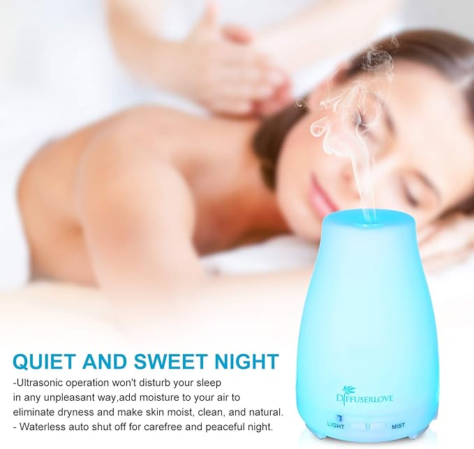 Diffuserlove 2 Pack 200ml Essential Oil Diffuser Ultrasonic Aromatherapy Diffuser Cool Mist Humidifiers with 7 Color LED Lights & Waterless Auto Shut-Off for Home Office Kitchen Bedroom-CubbioJoy