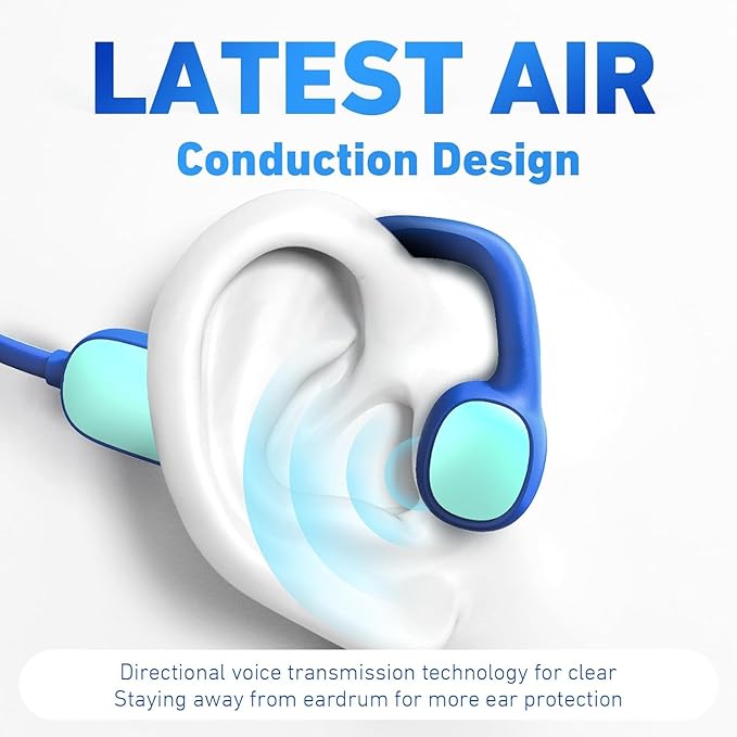 2 Pack Kids Headphones, Bluetooth 5.2 Air Conduction Open Ear Headphones, 85dB Volume Limiting, Stereo Sound with Mic, IPX5 Waterproof, 20H Playtime-Blue Purple-CubbioJoy