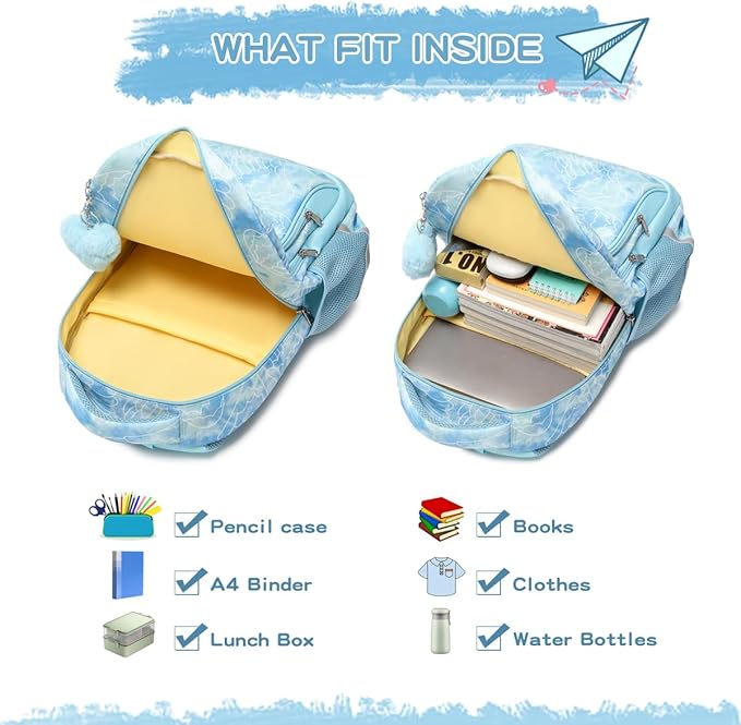 Cusangel Backpack for Girls Boys School Bookbags Kindergarten Elementary Lightweight Waterproof Multifunctional Large Capacity for kids(17 inch Fun Prints)-CubbioJoy