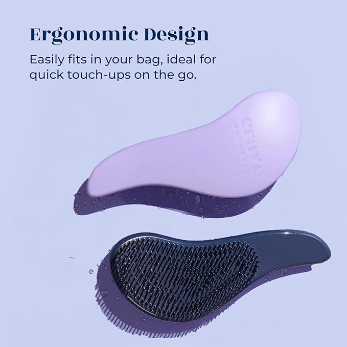 Crave Naturals Glide Thru Detangling Hair Brush for Adults and Kids - Detangler Hairbrush for Curly or Straight, Wet or Dry Hair - Gentle on Tangles Comb - Purple and Pink Hearts (Pack of 2)-CubbioJoy