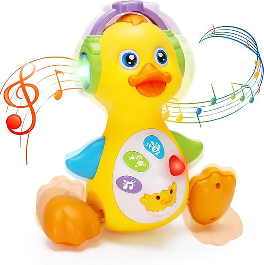 Baby Musical Duck Toy Dancing Crawling Tummy Time, Light Up Infant Toys 0-3-6 6-12 12-18 Months Gifts for 1 2 Year Old Boys Girls Baby Learning Development Toddler Toys Age 0-2-CubbioJoy
