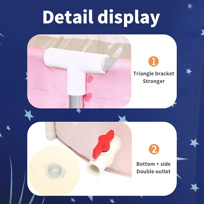 BESTHLS Portable Bathtub for Adult, Foldable Bathtub Portable Soaking Bath Tub,Eco-Friendly Bathing Tub for Shower Stall (Large Blue Sky)-CubbioJoy