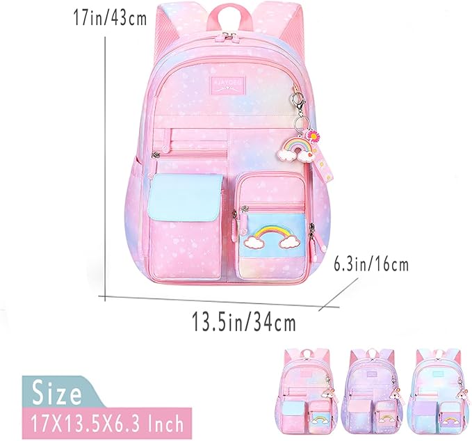 Kawaii Backpack - Pink & Purple Starry Rainbow Bookbag for Girls & Kids-CubbioJoy