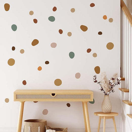 Boho Polka Dot Wall Decals 42 PCS, Boho Wall Sticker for Girls Room Living and Playroom Nursery, Removable Wall Decals Kids Room Decor Vinyl Murals DIY Cute Decorations (6 Sheets)-CubbioJoy