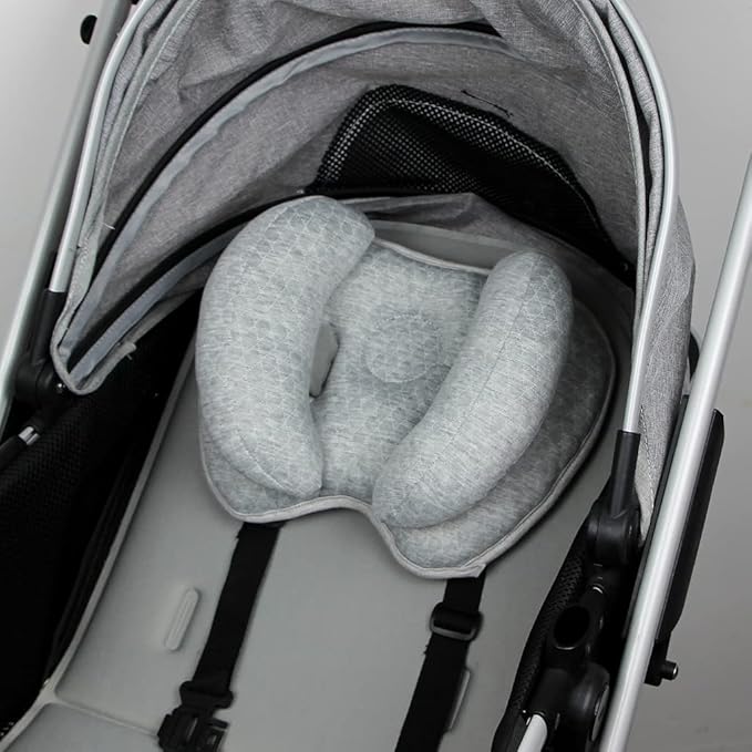 2 in 1 Baby Support Pillow, Adjustable Banana Shape Baby Neck Head Travel Pillow Stroller Insert Cushion for Kids, Toddler, Gray-CubbioJoy