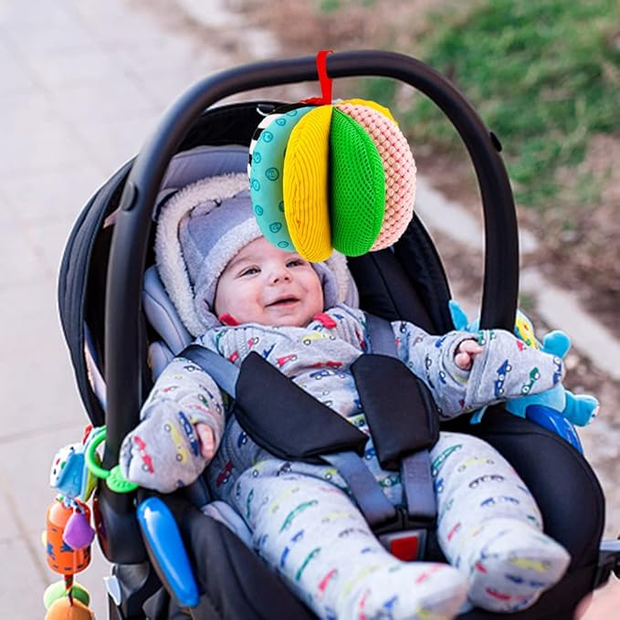 8-in-1 Sensory Balls for Infant Toddlers,Rainbow Fabric Baby Toy for Sensory Development,Montessori Toys for Babies 6-12 Months,8 Different Sensory Tactile Textures with Crinkle Rattle Squeakers-CubbioJoy