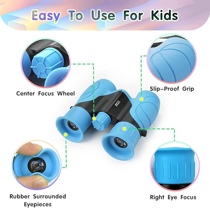 Binoculars for Kids,Compact Kids Binoculars 8x21 High-Resolution for Bird Watching, Camping, Exploration, Hiking, Hunting, Sports Events and Safari Park Gifts for 3-12 Year Boys Girls-CubbioJoy