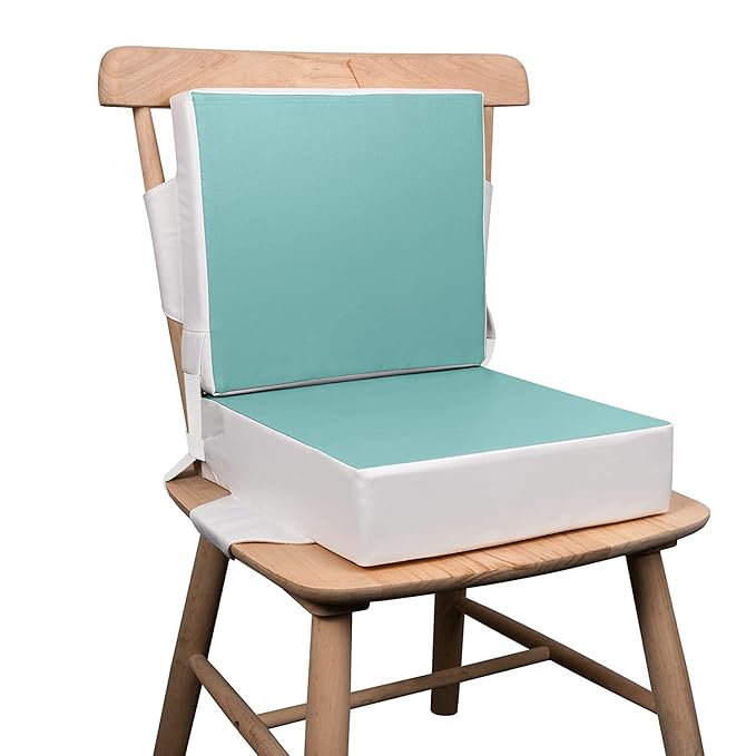 Kalawen Toddler Booster Seat for Dining Table, Upgraded 2Pcs PU Washable Straps Safety Buckle Kids Booster Seat for Table, Portable Travel Increasing Cushion for Chair-CubbioJoy