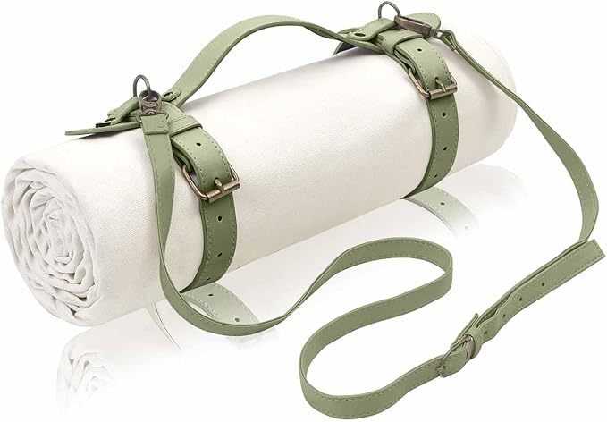 4’9” x 6’3” White Lightweight Water-Resistant Canvas Mat – Picnic, Outdoor, Beach, Park, Camping, Toy Mat-CubbioJoy