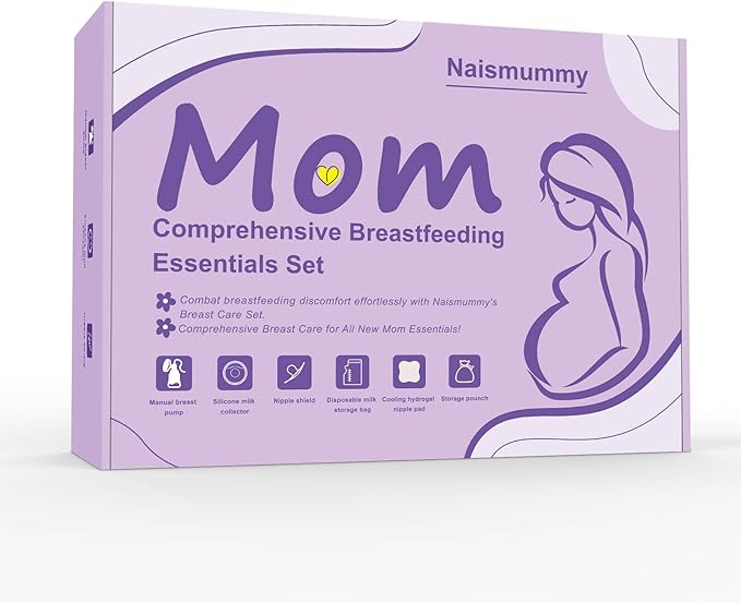 Breastfeeding Essentials Kit for Nursing Moms - Manual Breast Pump, Nipple Shields, Milk Collectors, Breastmilk Storage Bags, Soothing Gel Pads for Breastfeeding Newborn Relief for Sore Nipples 37 Pcs-CubbioJoy