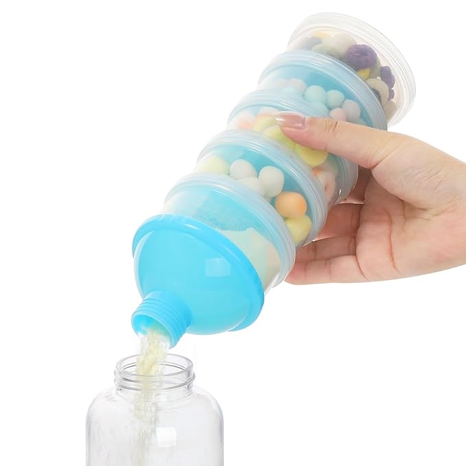 Accmor Formula Dispenser On The Go, 5 Compartments Stackable Formula Container for Travel, Baby Milk Powder Kids Snack Container, BPA Free-CubbioJoy
