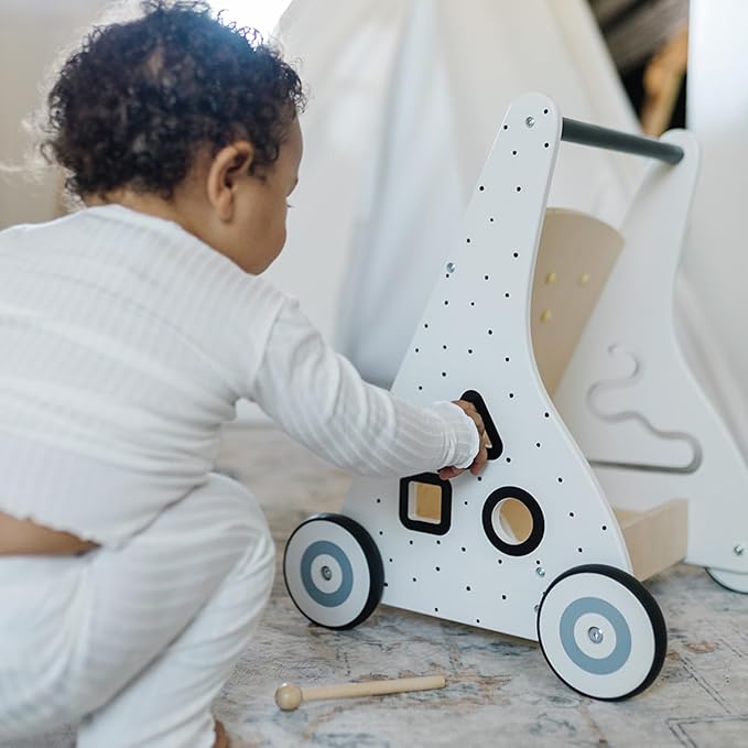 Beright Wooden Baby Walker Push and Pull Learning Activity Walker Kids’ Activity Toy Multiple Activities Center Develops Motor Skills & Stimulates Creativity (Natural)-CubbioJoy