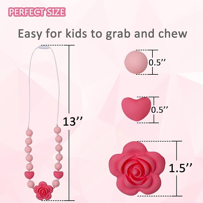 Chew Necklaces for Sensory Kids Girls Adults, Silicone Chewy Necklace Sensory Toys for Kids with Autism ADHD SPD, Oral Chew Toys for Toddlers Children Mouth Fidgets Tool - BPA Free-CubbioJoy