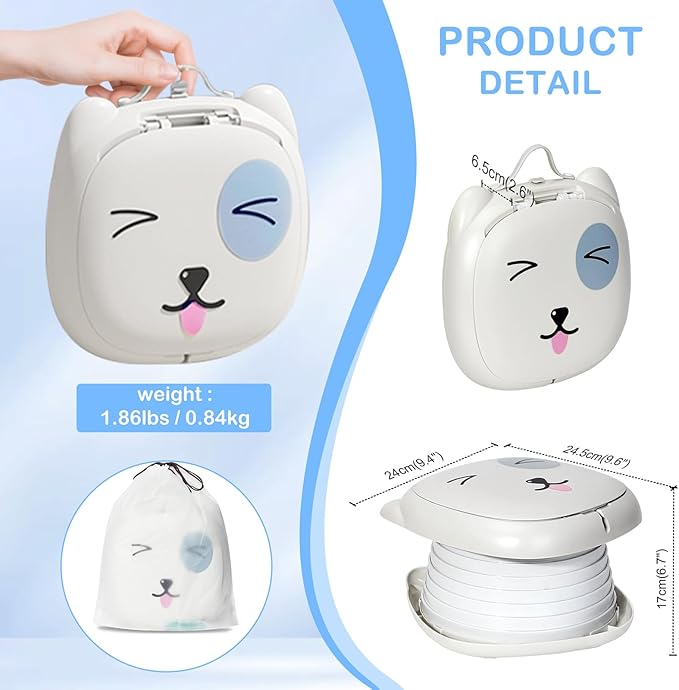 2025 Upgraded Portable Potty Training, Travel Potty for Toddler, portable toilet for kids Foldable, Apply to Seat Emergency Toilet for Camping, Outdoor,Car, Indoor(white Gray)-CubbioJoy