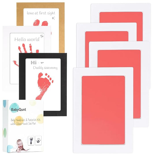 Inkless Baby Hand and Footprint Kit,Clean-Touch Ink Pad Kit,Safe No Mess Printing Infant Hand Foot Stamp,4 Pack Newborn Inkless Print Pads Best Keepsake or Gifts for Family-CubbioJoy