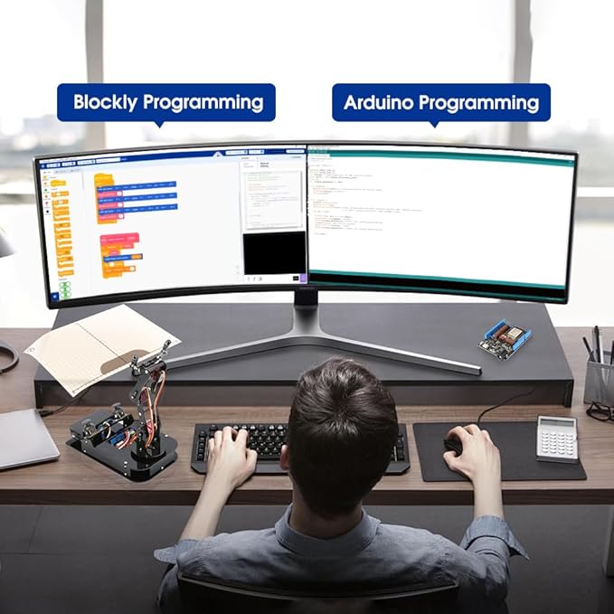 4 DOF ESP32 Robotic Arm Kit for Kids 8-12, Robotics Kit App Remote Control Robot Toys Compatible with Arduino, STEM Educational DIY Robot Arm Kit Gift for Teenagers & Adults-CubbioJoy