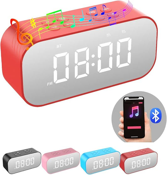 AFK Alarm Clock with Bluetooth Speaker,Digital Clock for Bedrooms,Alarm Clock for Heavy Sleepers Adults with Dual Alarm,Snooze,Dimmable LED Display.-CubbioJoy