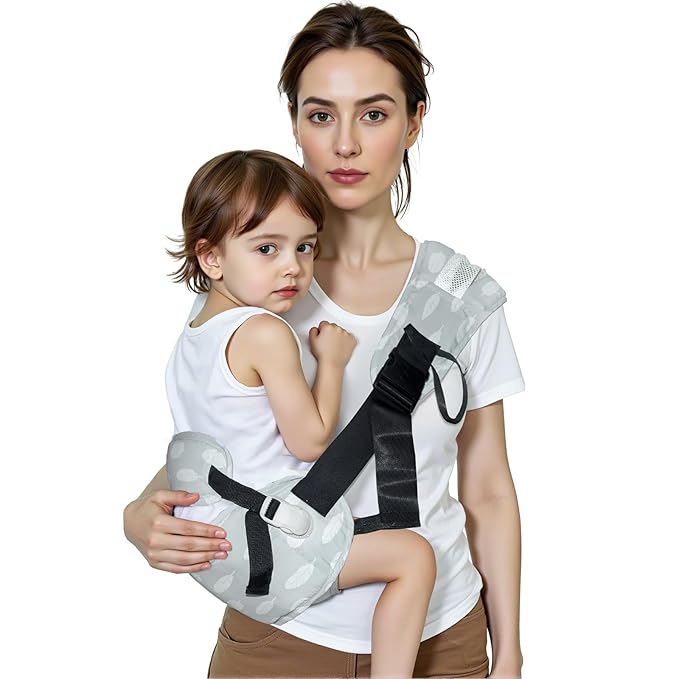 Baby Carrier Newborn to Toddler-Adjustable Baby Sling Carrier,Toddler Carrier for 25-60lbs,Comfortable Baby Sling for Hands-Free Carrying (Ash Feather)-CubbioJoy