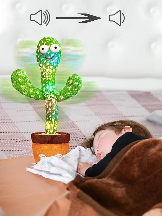 Cactus Baby Toy can be Adjusted Volume, Dancing Singing Musical Gift with LED Light. Baby Toy for Kids Talking Smart Toys, Talking Cactus Exquisite Yarn Bag Packaging-CubbioJoy