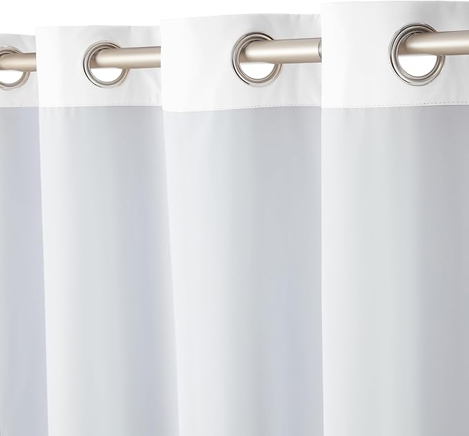 Amazon Basics Room Darkening Blackout Window Curtains 2 Panels with Grommets, for Living Room and Bedroom, 52 x 84 inches, White-CubbioJoy