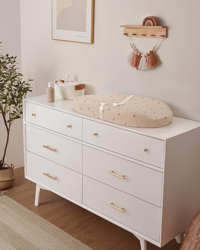 Blissful Diary Muslin Baby Changing Pad with Waterproof Lining Foam, Diaper Changing Table Pad with Cover for Dressers (Sunshine, Avocado)-CubbioJoy