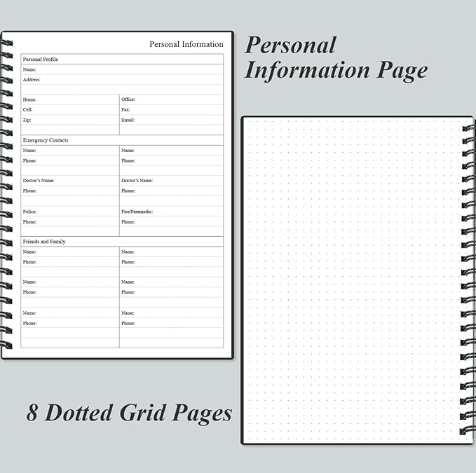 Daily Planner Undated - B5 To Do List Notebook Hourly Schedules, Spiral Appointment Planner for Women and Men, PVC Hardcover, Inner Pocket, Elastic Closure, 7" x 10", Black-CubbioJoy