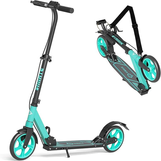 Kick Scooter for Kids Teens & Adults, 4 Adjustable Heights, 8IN All Terrain Big Wheels, Dual Brakes & Dual Suspension, Foldable and Lightweight, Gifts for Girls Boys-CubbioJoy