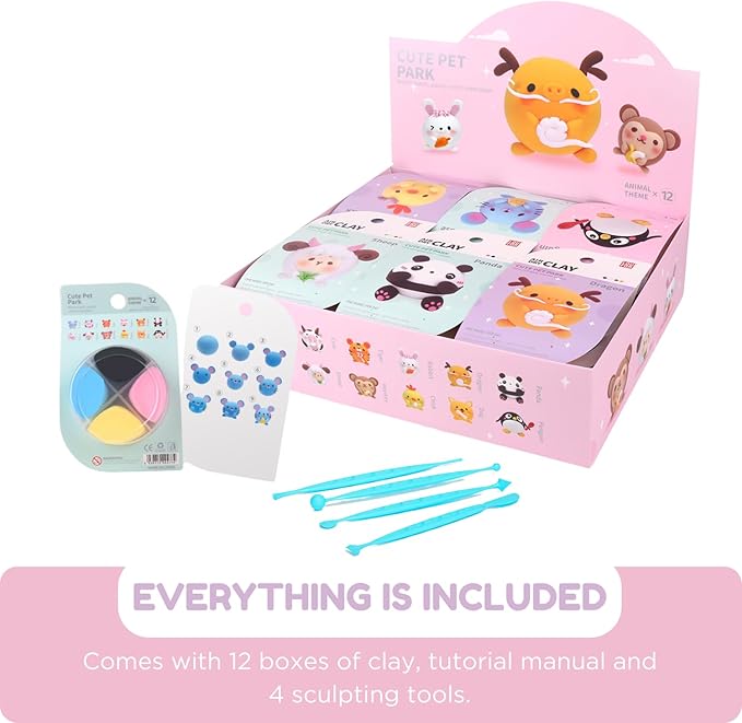 Air Dry Clay Kits - Modeling Clay for Kids, Ultra Light & Soft, Safe & Non-Toxic, DIY Airdryclay Kit with Sculpting Tools and Tutorials, Creatible Art Crafts Toys Gifts for Boys Girls-CubbioJoy