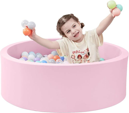 Ball Pit for Toddlers, 35.4"x 11.8" Foam Ball Pits, Indoor Soft Round Baby Playpen for Children, Ideal Gift for Toddlers, Pink, (Balls not Included)-CubbioJoy