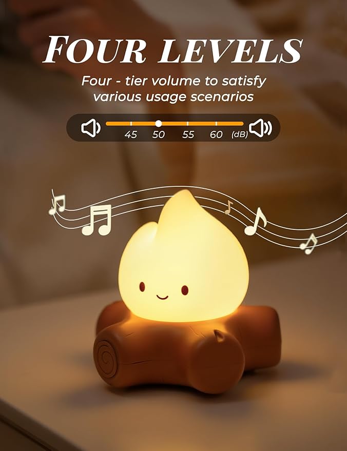 3pcs Cozy Campfire Nightlight Kits, Soothing Nature Sounds, White Noise Night Light for Baby Adult, Rechargeable, Cute Flame Lamp, Best Gift for Kids Bedrooms Camping Trips-CubbioJoy