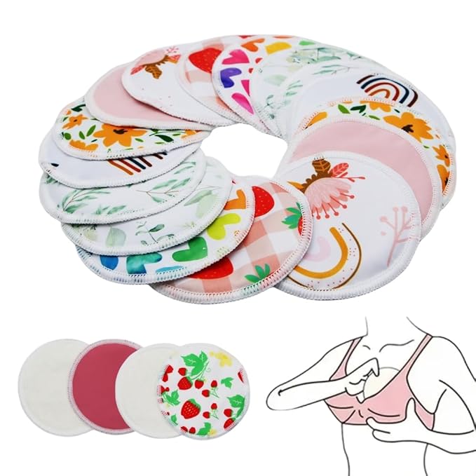 8 pcs(4 Pairs) Random Prints Breast Pads for Nursing Mothers, Reusable and Washable (8pcs Random Prints)-CubbioJoy