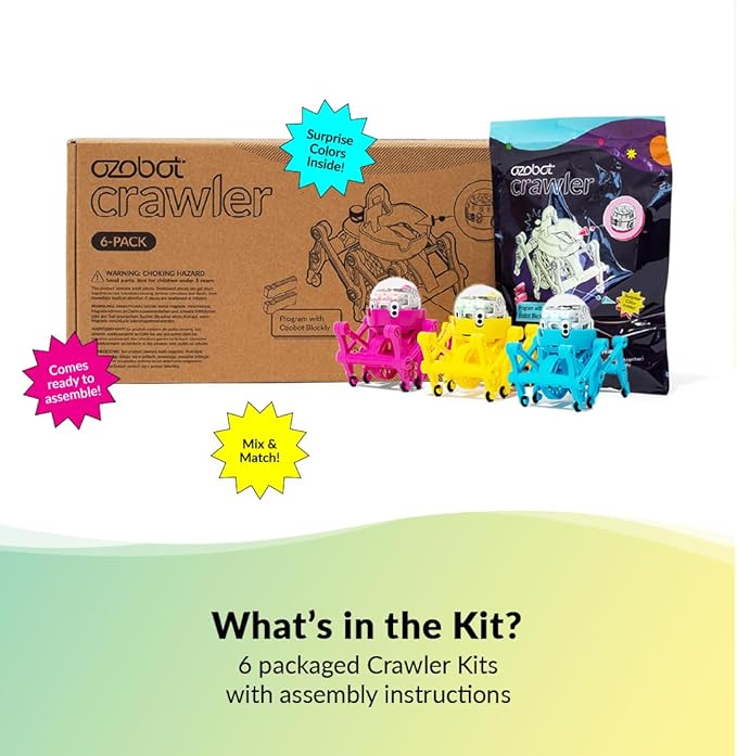 Crawler for Evo Robot - Interactive Programming Accessory, Enhances STEM Education, Develops Critical Thinking, Ideal for Kids Ages 8-13, Surprise Colors, 6 Kits, Evo Required Not Included-CubbioJoy