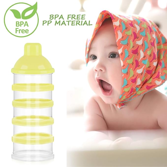 Accmor Formula Dispenser On The Go, 5 Compartments Stackable Formula Container for Travel, Baby Milk Powder Kids Snack Container, BPA Free-CubbioJoy