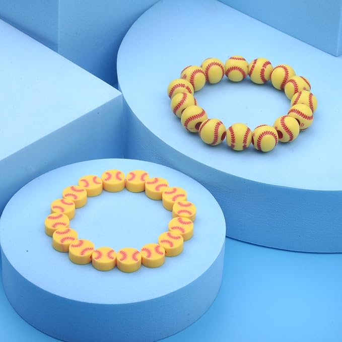 1600PCS Softball Sports Ball Polymer Clay Beads Charms for Friendship Bracelets Making Kit Cute Fun Beads DIY Arts Crafts Birthday Gifts for Kids Girls Softball Bead-CubbioJoy