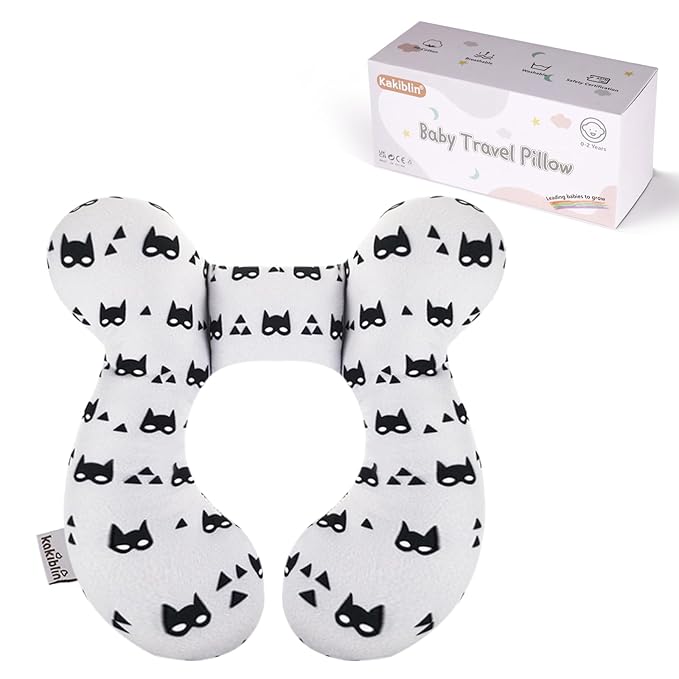 KAKIBLIN Baby Travel Pillow for Head and Neck, Upgraded Baby Support Pillow, Baby Neck Pillows for Car Seat,Pushchair,Travel, Grey-CubbioJoy