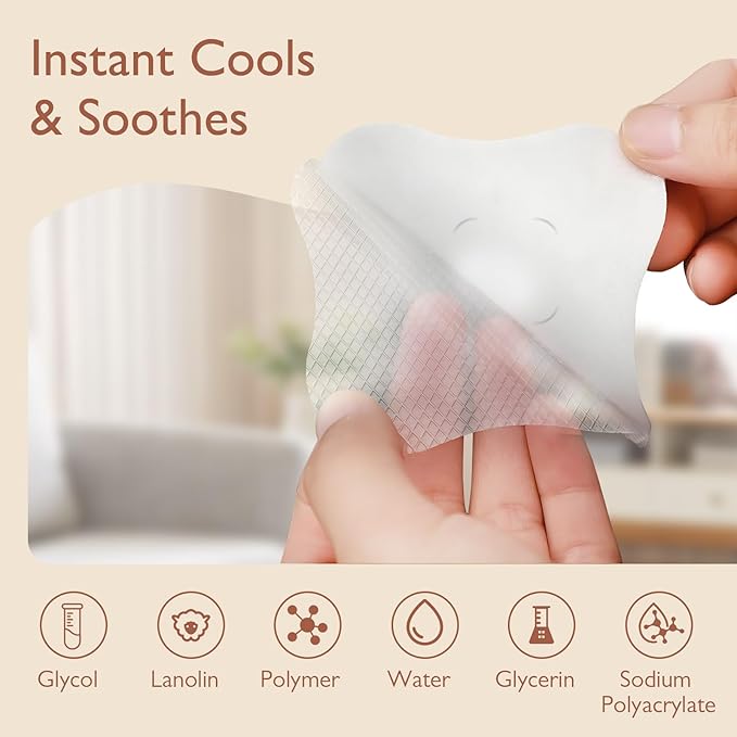 Cooling Nipple Pads for Breastfeeding: Hydrogel Gel Pad Instant Cooling Relief | Promotes Healing Irritated Nipples - 4Packs(8 Count)-CubbioJoy