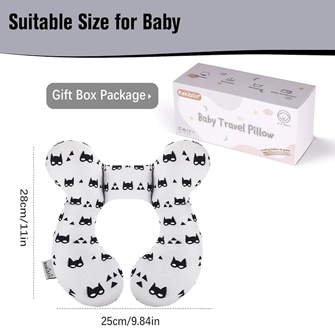 KAKIBLIN Baby Travel Pillow for Head and Neck, Upgraded Baby Support Pillow, Baby Neck Pillows for Car Seat,Pushchair,Travel, Grey-CubbioJoy