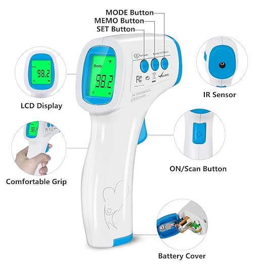 Digital Thermometer for Adults and Kids, No Touch Forehead Thermometer for Baby, 2 in 1 Body Surface Mode Infrared Thermometer with Fever Alarm and Instant Accuracy Readings-CubbioJoy