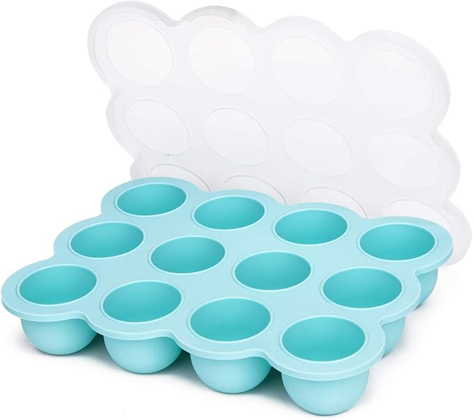 12x1.5oz Baby Food Freezer Tray with Clip Lid Light Green | Food Grade Silicone Storage Containers for Purees & Vegetables-CubbioJoy