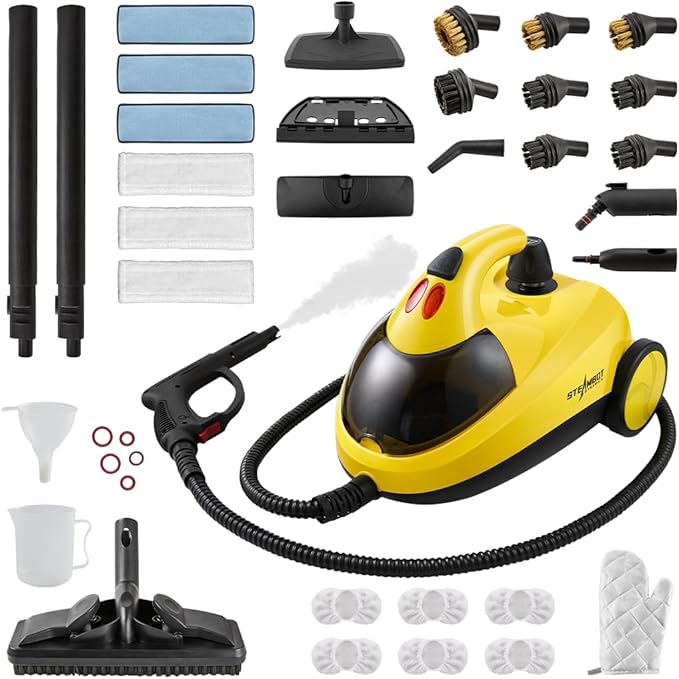 37-in-1 Steam Cleaner mop for Home & Car, 2L Water Tank, 4.3ft Hose, Deep Steam Cleaning for Floors, Tiles, Grout, Windows, Kitchen, Living Room – Multi-Surface Steamer-CubbioJoy