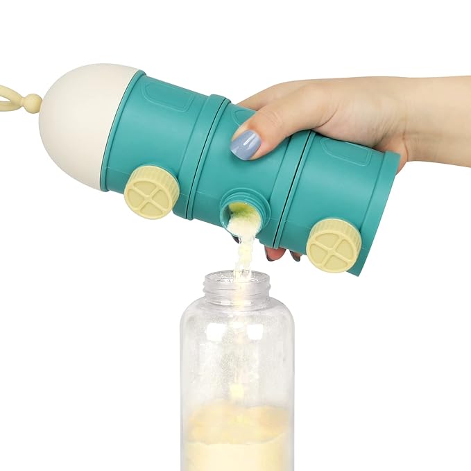 Accmor Formula Dispenser On The Go, 3 Layers Stackable Formula Container to Go, Non-Spill Portable Milk Powder Baby & Kids Snack Container, Green-CubbioJoy
