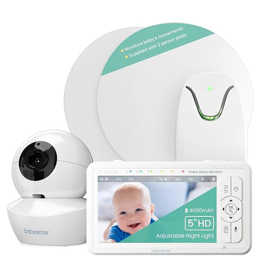 Babysense True Sleep HD Video Baby Monitor with Camera and Audio & Baby Sleep Breathing Movement Monitor, No Wifi, Non Wearable Non Contact Monitoring with 2 Under-Mattress Sensors, Full Crib Coverage-CubbioJoy
