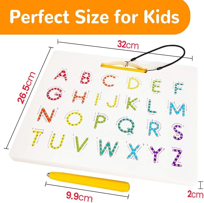 CozyBomB™ Double Sided Magnetic Letter Board - 2 in 1 Alphabet Magnets Tracing Board for Toddlers ABC Letters Uppercase & Lowercase Practicing Gifts for Boys Girls Birthdays Christmas Holidays-CubbioJoy