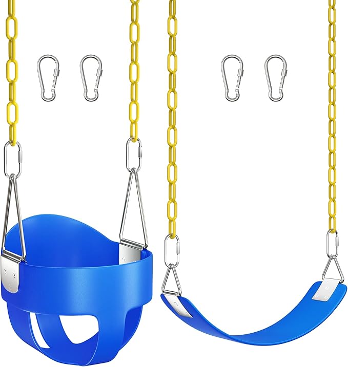 AGPTEK Toddler Swing Set, Heavy Duty Bucket Swing with Adjustable Rope, Toddler Cute Shape with 250 LB and 150 LB Capacity - Blue-CubbioJoy