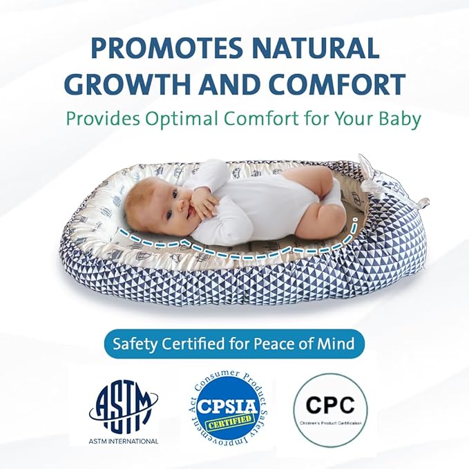 Baby Lounger – Portable Baby Lounger Pillow & Adjustable Baby Nest for 0-24 Months, Soft Infant Floor Seat & Breathable Infant Lounger for Home & Travel-CubbioJoy